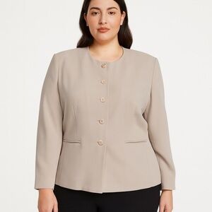 Beige Taupe Button Up Blazer Tan Suit Jacket